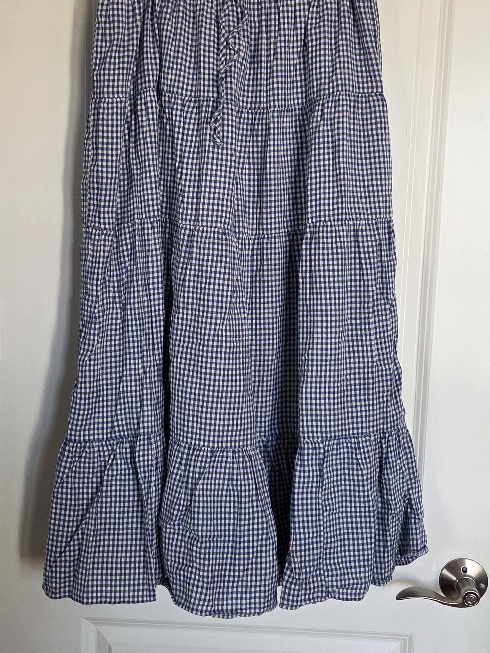 American Eagle Blue Gingham Tiered Skirt